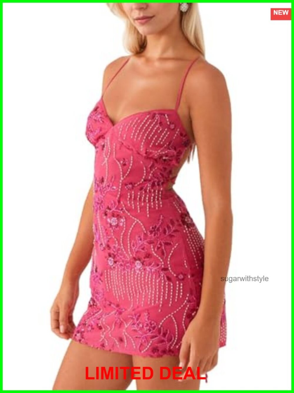 Sequin Sleeveless Mini Dress Backless Strappy V Neck Cami Party Club